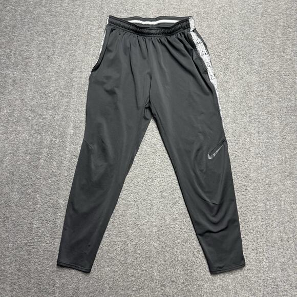 Nike Dri-Fit Training Jogger Sweatpants Mens Medium Black/White Stripes Pockets - Picture 1 of 8